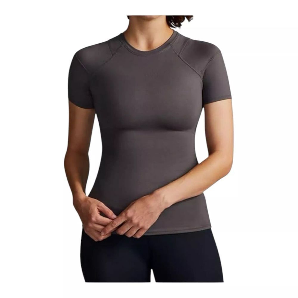 Tommie Copper Women's Gray Lower Back Support Compression Shirt Activewear Top L